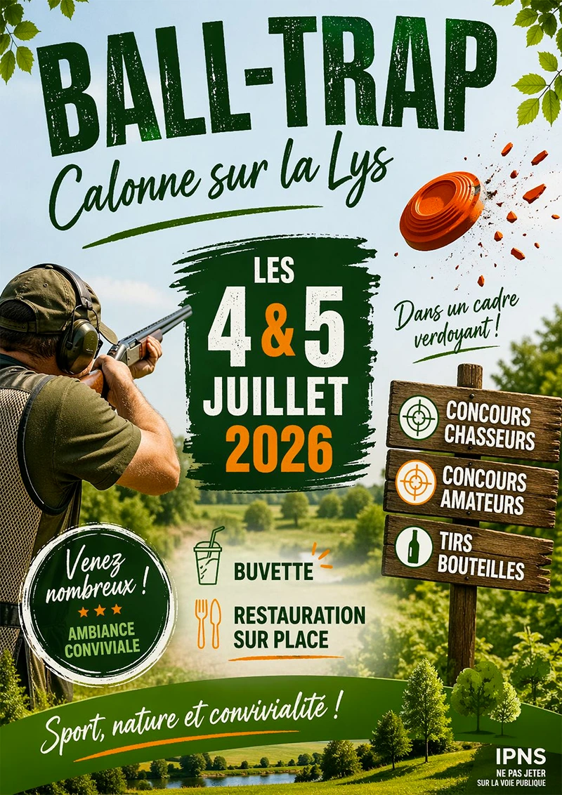 Affiche Société de Chasse de Calonne sur la Lys